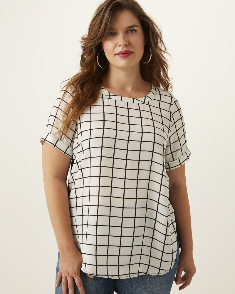 Front of plus size Leslie High-Low Hem Printed Top by Molly&Isadora | Dia&Co | dia_product_style_image_id:164222